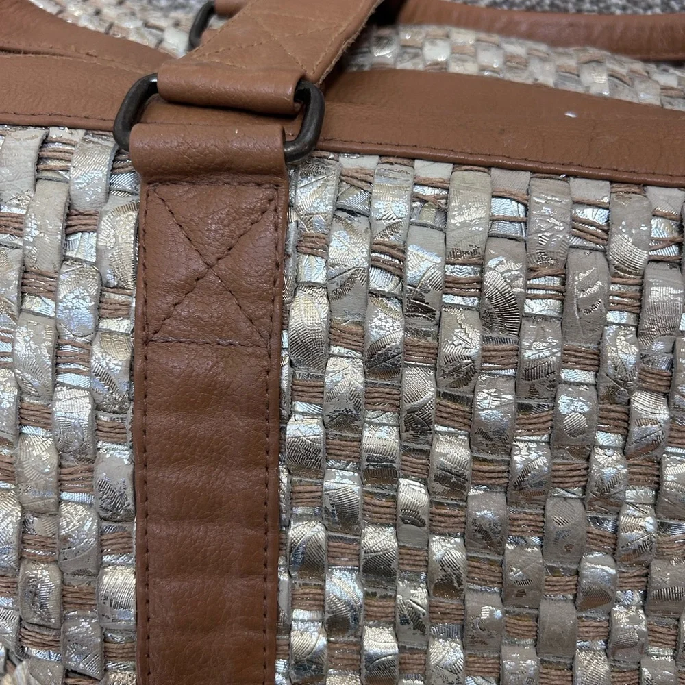 S. S. Leathers woven leather duffle bag. Metallic. Gorgeous twist on classic. - Picture 2 of 16